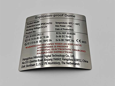 Stainless steel nameplate
