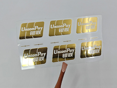 Nickel-plated logo on bank card